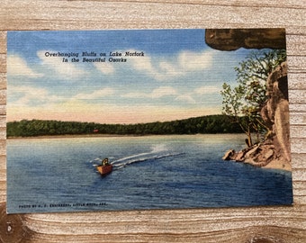Overhanging Bluffs on Lake Norfork in the Beautiful Ozarks * Linen * Vintage Postcard