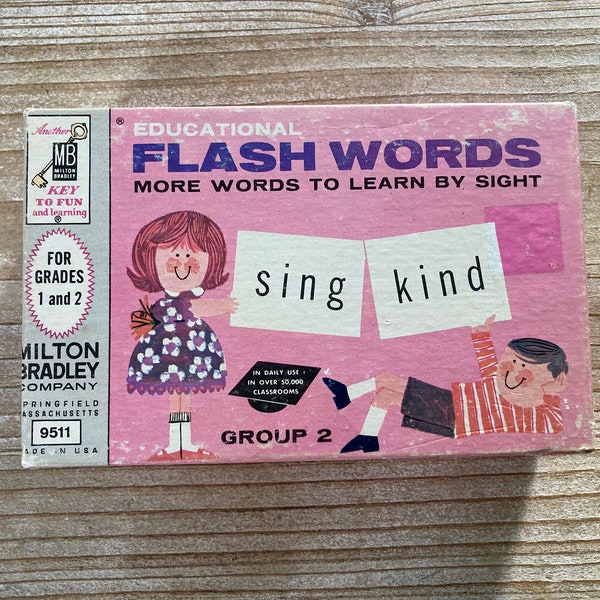 Educational Flash Words * More Words to Learn By Sight * Group 2 * Milton Bradley * 1960s * Vintage Flash Card Set