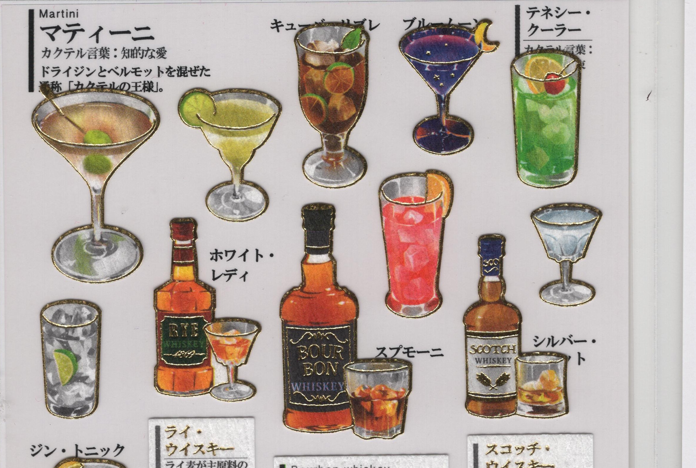 Kamio Adult Visual Dictionary Cocktail Die Cut Japanese Sticker Set Kamio Adult Visual Dictionary Cocktail Die Cut Japanese Sticker Set