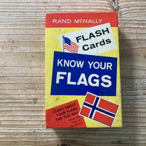 Know Your Flags, complet, Rand McNally, 1960, cartes-éclair éducatives vintage