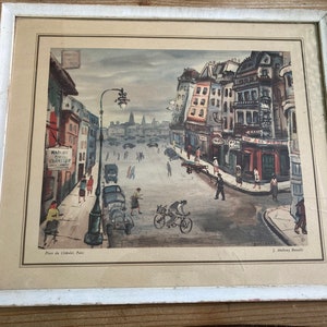 Place de Chatelet * Paris * J Anthony Buzzelli * Framed by Nagels Book Store * Vintage Print