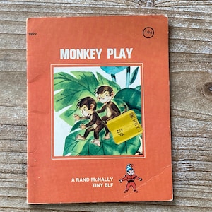 Monkey Play, A Rand McNally Tiny Elf Book, Brenda Lucas, Katherine L Phillips, Rand McNally, 1968, Vintage Kids Book