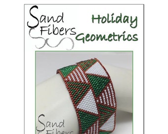 Peyote Pattern - Holiday Geometrics Peyote Cuff / Bracelet  - A Sand Fibers For Personal and Commercial Use PDF Pattern