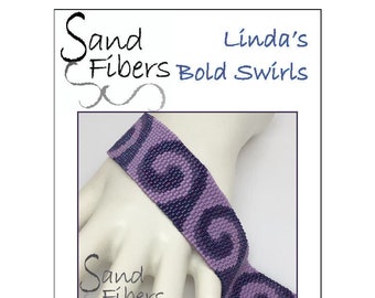 Peyote Pattern - Linda's Bold Swirls Peyote Cuff / Bracelet  - A Sand Fibers For Personal/Commercial Use PDF Pattern