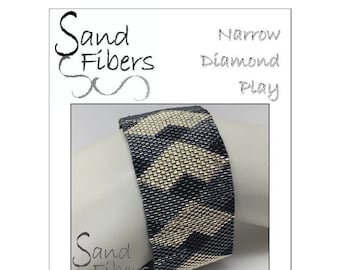 Peyote Pattern - Narrow Diamond Play Peyote Cuff / Bracelet  - A Sand Fibers For Personal and Commercial Use PDF Pattern