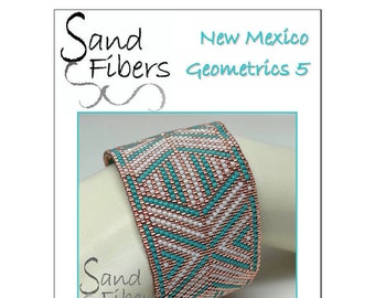 Peyote Pattern - New Mexico Geometrics 5 Peyote Cuff / Bracelet  - A Sand Fibers For Personal and Commercial Use PDF Pattern