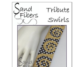 Peyote Pattern - Tribute Swirls Peyote Cuff / Bracelet  - A Sand Fibers For Personal/Commercial Use PDF Pattern