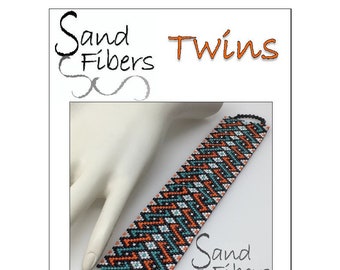 Peyote Pattern - Twins Peyote Cuff / Bracelet  - A Sand Fibers For Personal and Commercial Use PDF Pattern