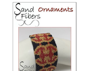 Peyote Pattern - Ornaments Peyote Cuff / Bracelet  - A Sand Fibers For Personal and Commercial Use PDF Pattern
