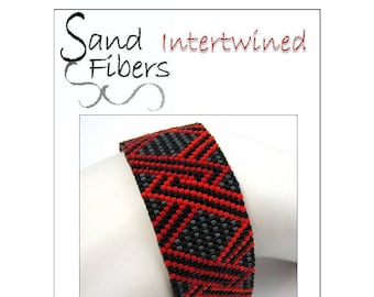 Peyote Pattern -  Intertwined Peyote Cuff / Bracelet  - A Sand Fibers For Personal and Commercial Use PDF Pattern