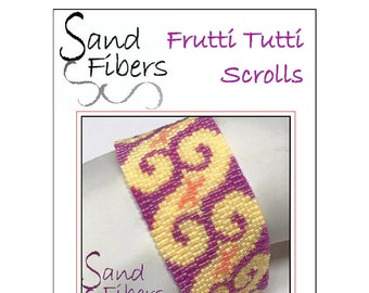 Peyote Pattern - Frutti Tutti Scrolls Peyote Cuff / Bracelet  - A Sand Fibers For Personal and Commercial Use PDF Pattern