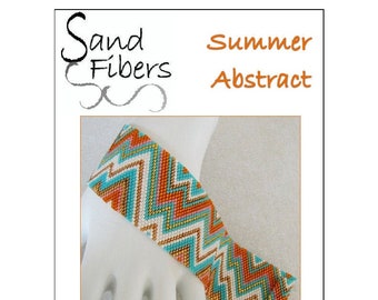 Peyote Pattern -  Summer Abstract Peyote Cuff / Peyote Bracelet - A Sand Fibers For Personal  Use Only  PDF Pattern - 3 for 2