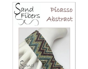 Peyote Pattern - Picasso Abstract Cuff / Bracelet - A Sand Fibers For Personal/Commercial Use PDF Pattern