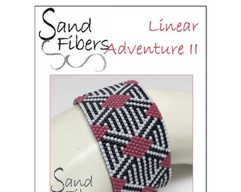 Peyote Pattern - Linear Adventure II Peyote Cuff / Bracelet  - A Sand Fibers For Personal and Commercial Use PDF Pattern