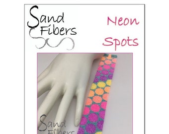 Peyote Pattern - Neon Spots Peyote Cuff / Bracelet  - A Sand Fibers For Personal/Commercial Use PDF Pattern