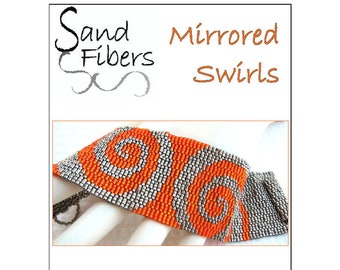 Peyote Pattern - Mirrored Swirls Peyote Cuff / Bracelet - A Sand Fibers For Personal and Commercial Use PDF Pattern