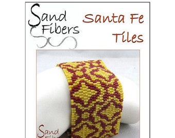 Peyote Pattern - Santa Fe Tiles Peyote Cuff / Bracelet  - A Sand Fibers For Personal/Commercial Use PDF Pattern