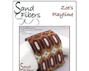 Peyote Pattern - Zoe's Playtime Peyote Cuff / Bracelet  - A Sand Fibers For Personal/Commercial Use PDF Pattern