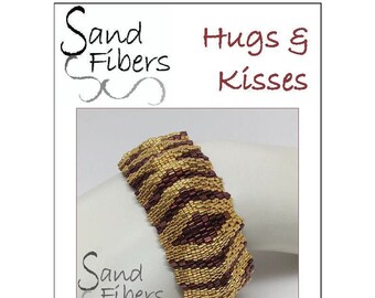 Peyote Pattern - Hugs and Kisses Cuff / Bracelet - A Sand Fibers Pattern - 3 for 2 Savings Program