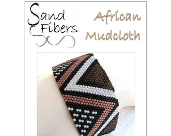 Peyote Pattern - African Mudcloth Peyote Cuff / Bracelet  - A Sand Fibers For Personal and Commercial Use PDF Pattern