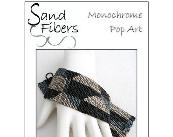 Peyote Pattern - Monochrome Pop Art Peyote Cuff / Bracelet  - A Sand Fibers For Personal/Commercial Use PDF Pattern