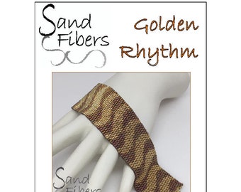 Peyote Pattern - Golden Rhythm Peyote Cuff / Bracelet  - A Sand Fibers For Personal and Commercial Use PDF Pattern