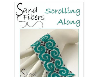 Peyote Pattern - Scrolling Along Peyote Cuff / Bracelet  - A Sand Fibers For Personal and Commercial Use PDF Pattern