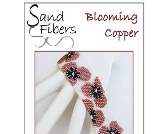 Peyote Pattern - Blooming Copper Peyote Cuff / Bracelet  - A Sand Fibers For Personal/Commercial Use PDF Pattern
