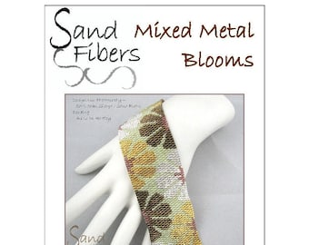 Peyote Pattern - Mixed Metal Blooms Peyote Cuff / Bracelet  - A Sand Fibers For Personal/Commercial Use PDF Pattern