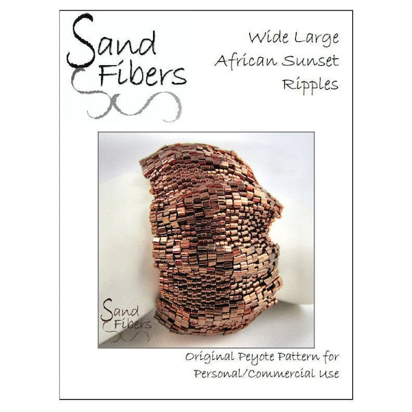 Large Large African Sunset Ripples Peyote Cuff / Bracelet - Une fibre de sable pour un usage personnel/commercial Modèle PDF