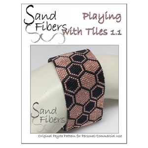 Peyote Pattern - Playing with Tiles 1.1 Peyote Cuff / Bracelet - A Sand Fibers For Personal and Commercial Use PDF Pattern