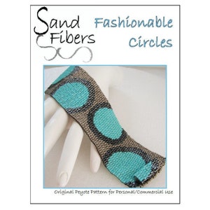 Peyote Pattern Fashionable Circles Peyote Cuff / Bracelet A Sand Fibers For Personal/Commercial Use PDF Pattern image 1