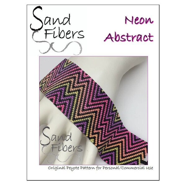 Peyote Pattern -  Neon Abstract Peyote Cuff / Peyote Bracelet - A Sand Fibers For Personal  Use Only  PDF Pattern - 3 for 2