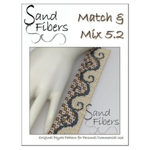 Peyote Pattern Match & Mix 5.2 Peyote Cuff / Bracelet A Sand Fibers For Personal and Commercial Use PDF Pattern image 1