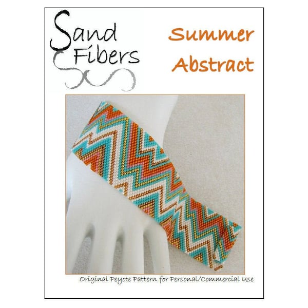 Peyote Pattern -  Summer Abstract Peyote Cuff / Peyote Bracelet - A Sand Fibers For Personal  Use Only  PDF Pattern - 3 for 2