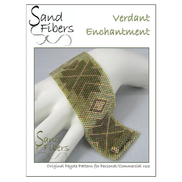 Peyote Pattern - Verdant Enchantment Peyote Cuff / Bracelet  - A Sand Fibers For Personal/Commercial Use PDF Pattern