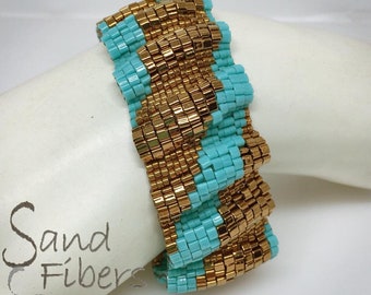 Corrugated Color Ribbon in Bronze and Turquoise - A Sand Fibers Creation