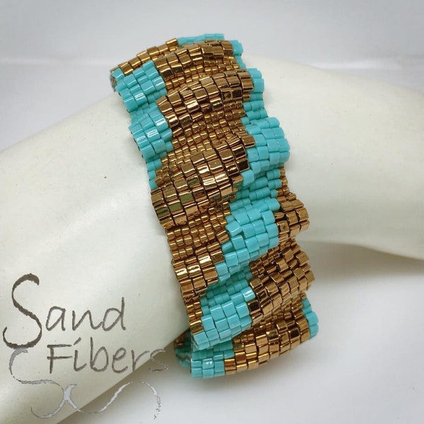 Corrugated Color Ribbon in Bronze and Turquoise - A Sand Fibers Creation
