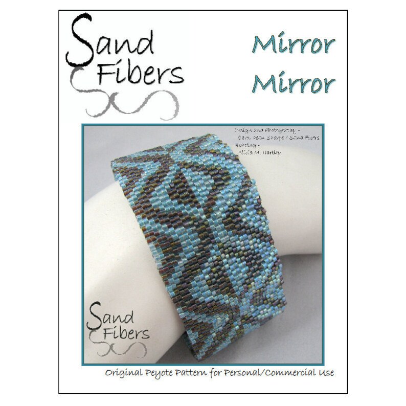 Peyote Pattern Mirror Mirror Peyote Cuff / Bracelet A Sand Fibers For Personal/Commercial Use PDF Pattern image 1