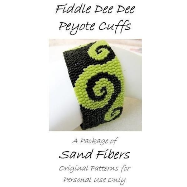 Peyote Pattern - Fiddle Dee Dee Peyote Cuffs - A Sand Fibers  PDF Pattern Package for Personal Use Only - 3 for 2