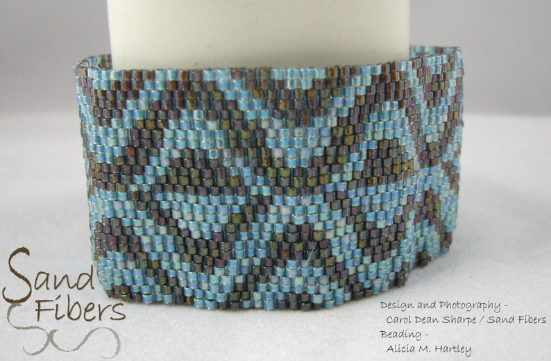 Peyote Pattern Mirror Mirror Peyote Cuff / Bracelet A Sand Fibers For Personal/Commercial Use PDF Pattern image 3