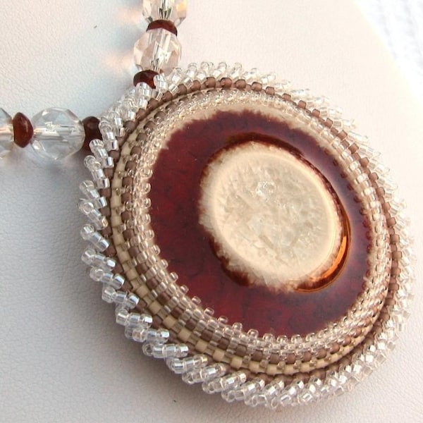 Hessonite Ice Pendant and Necklace (2438) - An Original Sand Fibers Creation