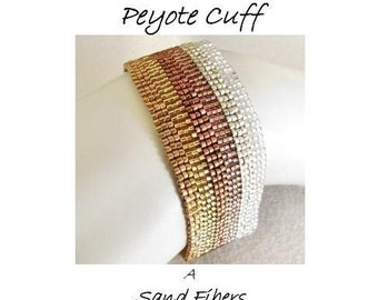 Peyote Pattern - Mixed Metals Peyote Cuff / Peyote Bracelet - A Sand Fibers For Personal Use Only PDF Pattern - 3 for 2