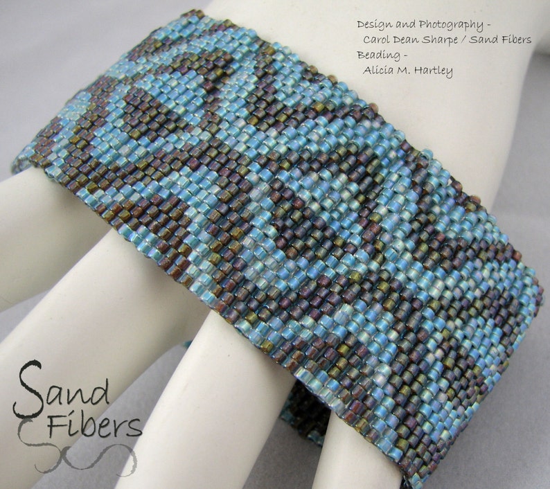 Peyote Pattern Mirror Mirror Peyote Cuff / Bracelet A Sand Fibers For Personal/Commercial Use PDF Pattern image 4