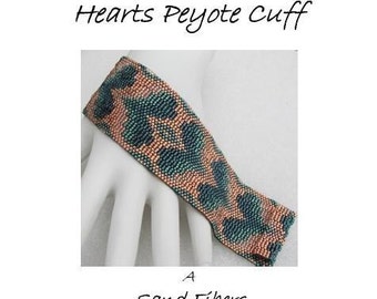 Peyote Pattern - Narrow  Bargello Hearts Cuff / / Bracelet - A Sand Fibers For Personal Use Only PDF Pattern - 3 for 2 Savings Program