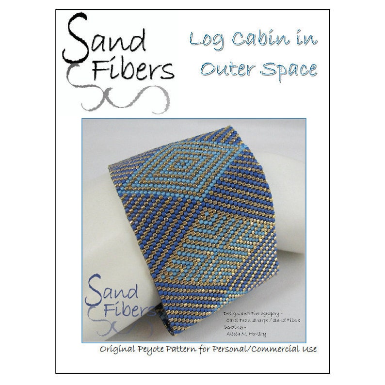 Peyote Pattern Log Cabin in Outer Space Peyote Cuff / Bracelet A Sand Fibers For Personal/Commercial Use PDF Pattern image 1