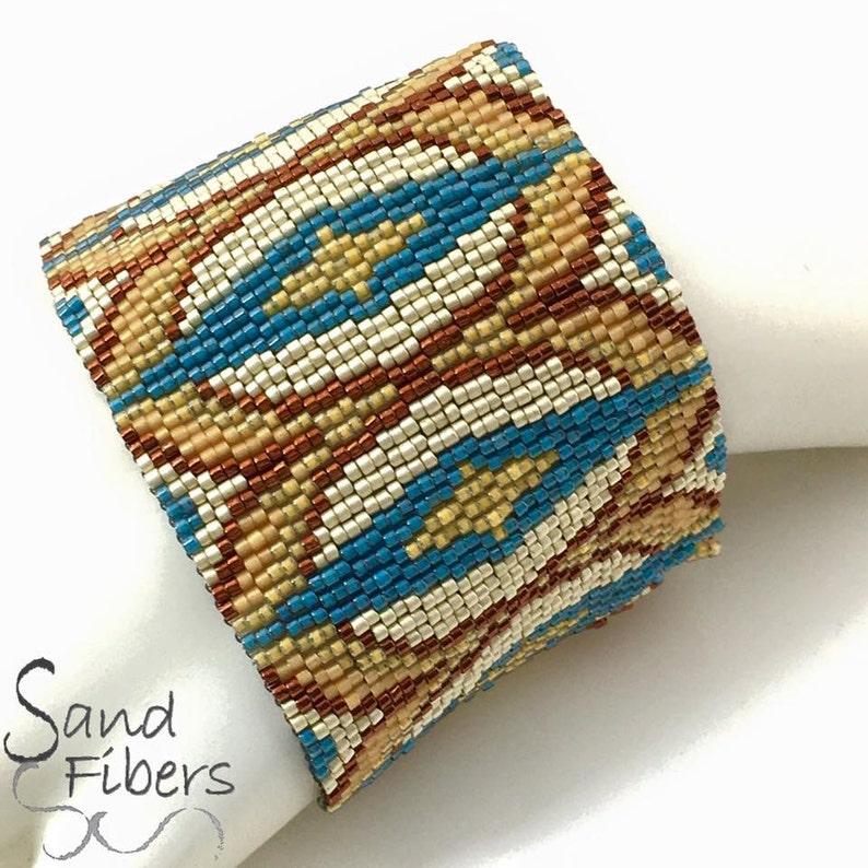 Peyote Pattern Harvest Dreams Peyote Cuff / Bracelet A Sand Fibers For Personal and Commercial Use PDF Pattern image 4