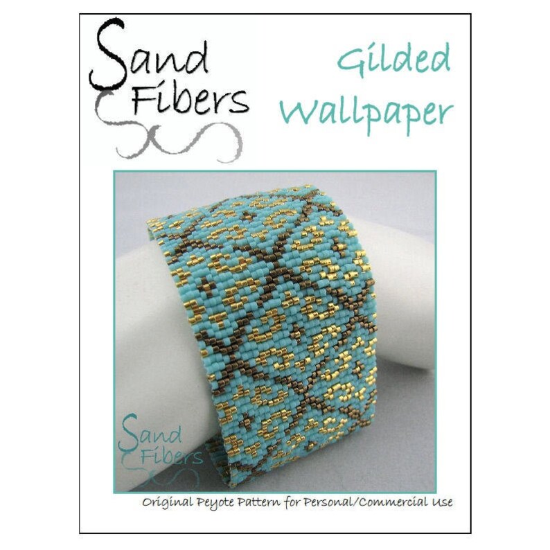 Peyote Pattern Gilded Wallpaper Peyote Cuff / Bracelet A Sand Fibers For Personal/Commercial Use PDF Pattern image 1