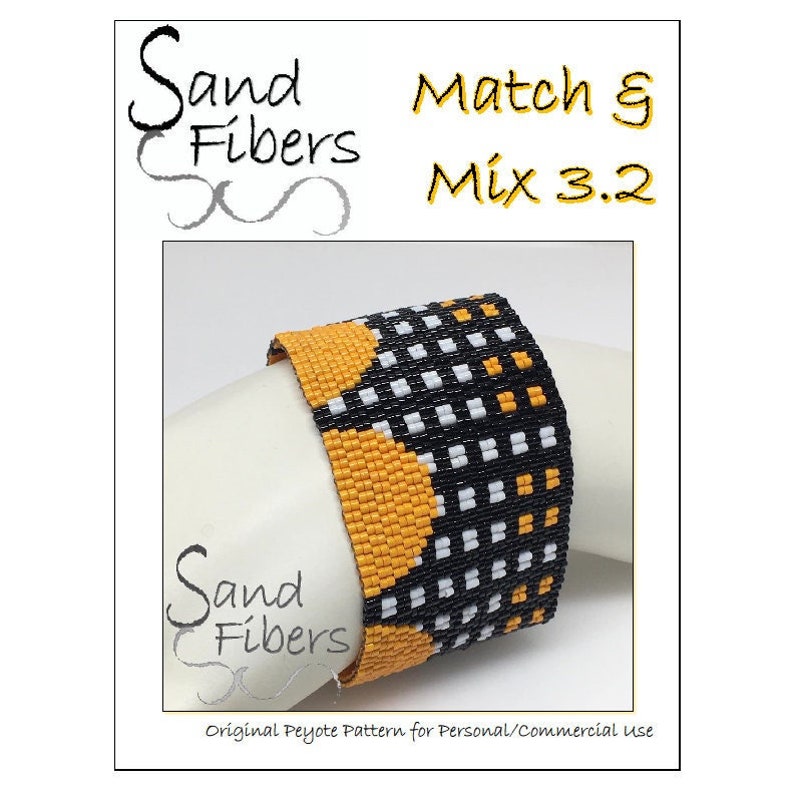 Peyote Pattern Match & Mix 3.2 Peyote Cuff / Bracelet A Sand Fibers For Personal and Commercial Use PDF Pattern image 1