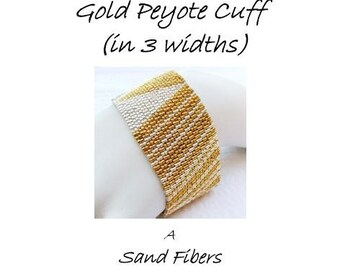 Peyote Pattern - Duet in Silver and Gold Peyote Cuff / Peyote Bracelet  (in 3 widths) - A Sand Fibers For Personal Use Only PDF Pattern